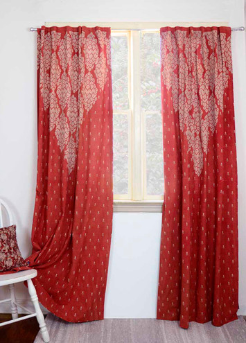 red window curtains