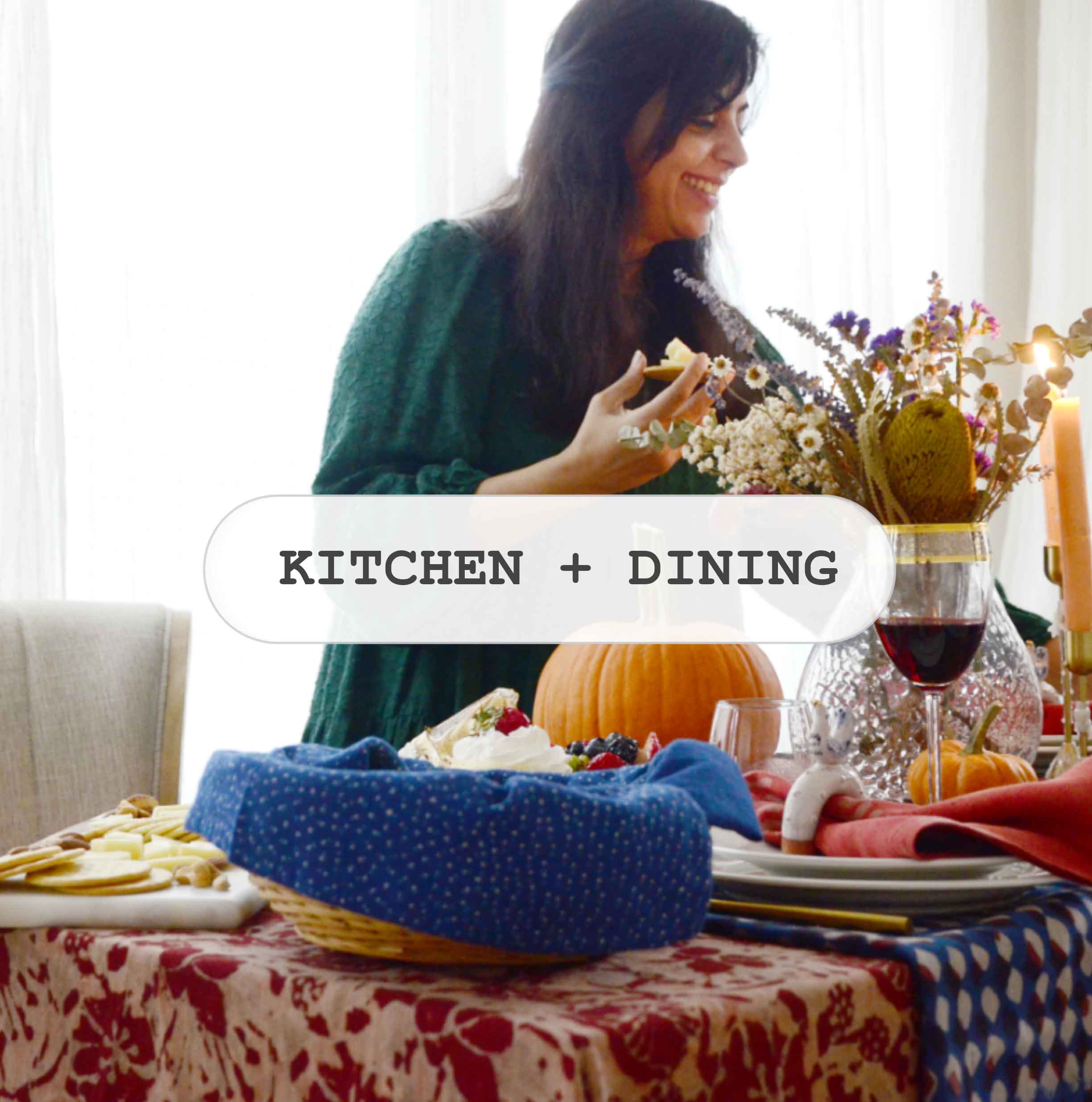 Block printed tablecloth and table runner