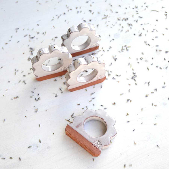White Ceramic Handmade Napkin Rings ichcha