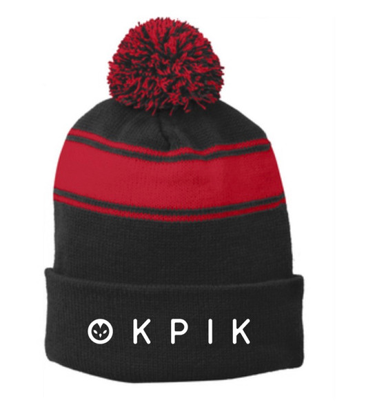 Hat. Beanie. Stripe Pom Pom