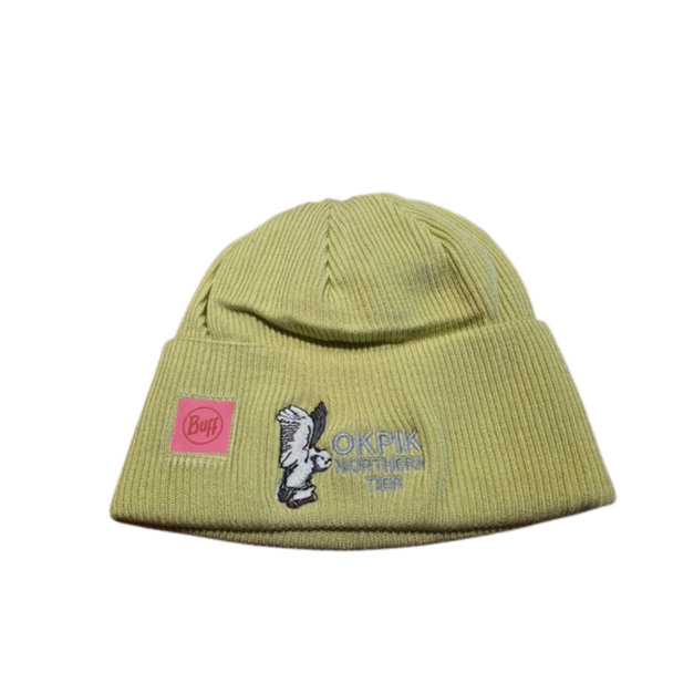 Beanie. Embd Okpik Cross Knit - Yel/Wht