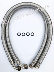 22mm Stainless Steel Hoses Pair - straight x elbow 800mm & 1000mm 22mm Stainless Steel Hoses Pair - straight x elbow 800mm & 1000mm
