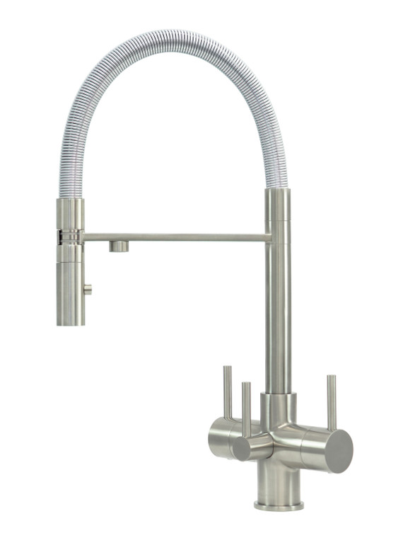 Acquapuro Aquila 3 Lever 3-Way Kitchen Filter Tap Brushed Steel