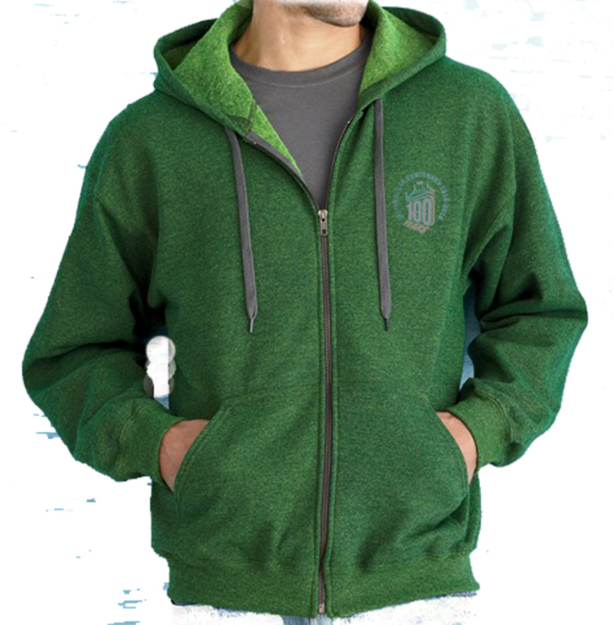 green and grey hoodie