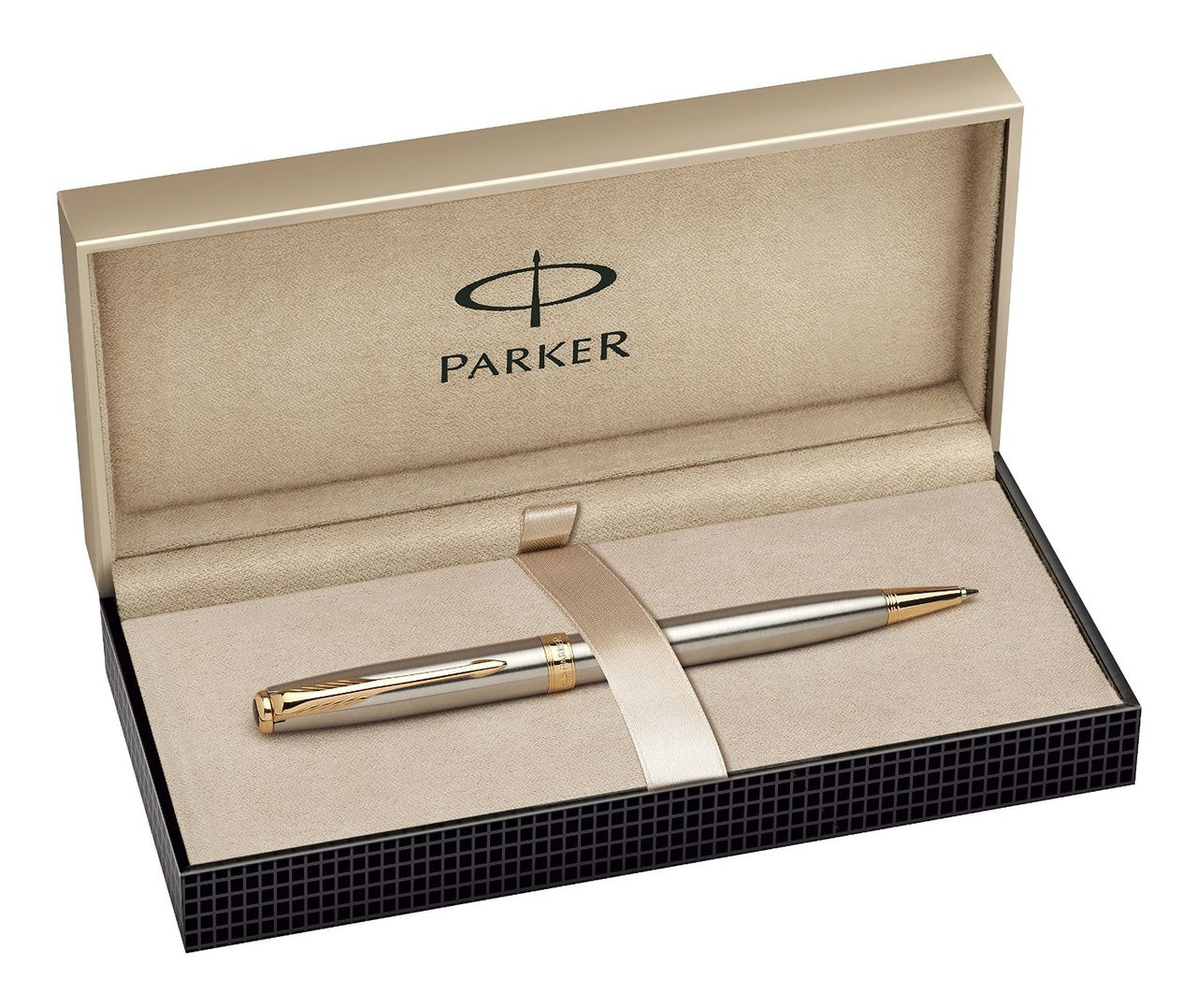 Bút Parker Sonnet Stainless Steel Ballpoint Pen with Gold Trim - Ngòi M ...