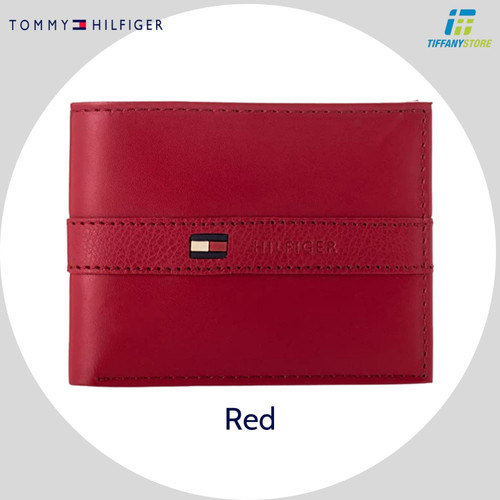 Ví nam Tommy Hilfiger Men's Leather Wallet - Slim Bifold 5673/06 - Red