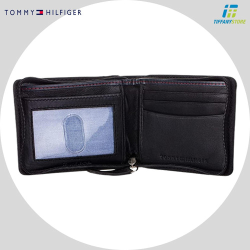 Ví nam Tommy Hilfiger Mens Oxford Ziparound Wallet, Black - 31TL13X032