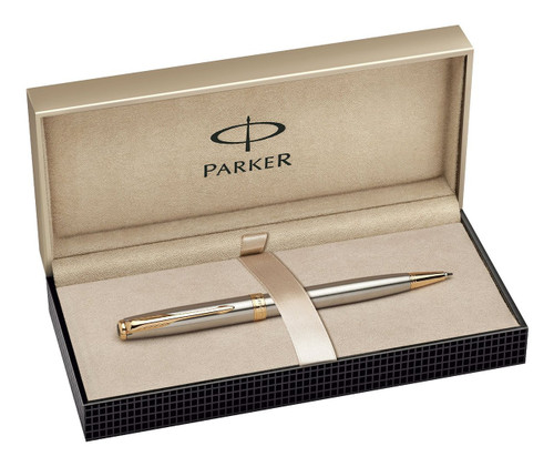 Bút bi Parker Sonnet Stainless Steel Ballpoint Pen with Gold Trim - Ngòi M - Mực đen - S11130362