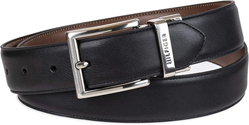 Thắt lưng Tommy Hilfiger Reversible Belt with Polished Nickel Buckle - Black/Dark Tan - Size 34 - 11TL08X013 - Chính hãng