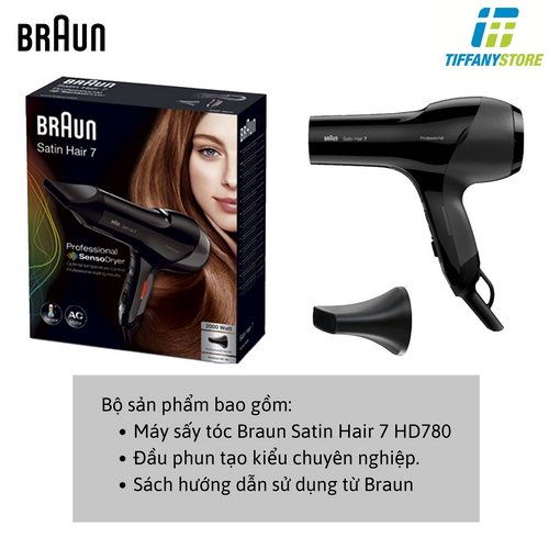Máy sấy tóc Braun Satin Hair 7 HD780 - Công nghệ ion IONTEC cho mái tóc mượt mà