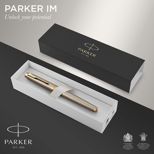 Bút Máy Parker IM Fountain Pen Brushed Metal and Gold Trim  - Ngòi M - Mực xanh - ‎1931656