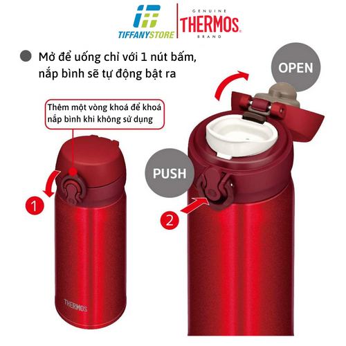 Bình giữ nhiệt Thermos nội địa Nhật  - 350ml - JNL-354 - Metallic Red (Màu đỏ)