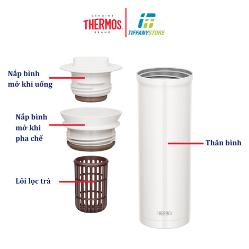Bình giữ nhiệt Thermos TTD-1000 có ngăn đựng trà, 3,8 fl oz (1 L) - Hàng nội địa Nhật