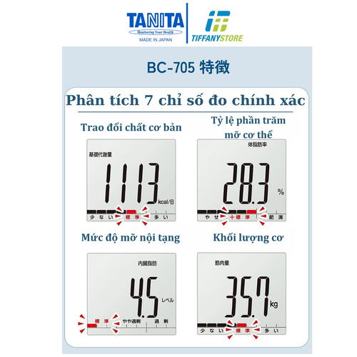 Cân phân tích chỉ số cơ thể Tanita BC-705N WH - Hàng chính hãng - Made In Japan