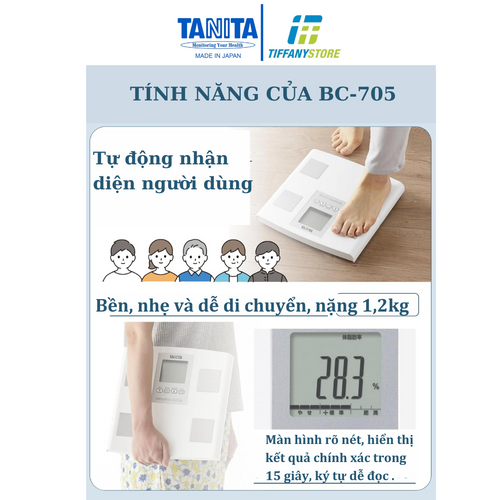 Cân phân tích chỉ số cơ thể Tanita BC-705N WH - Hàng chính hãng - Made In Japan