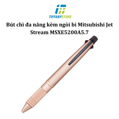 Bút chì đa năng kèm ngòi bi Mitsubishi Jet Stream MSXE5200A5.7 phiên bản kim loại 0.5, màu Rosegold - Made In Japan