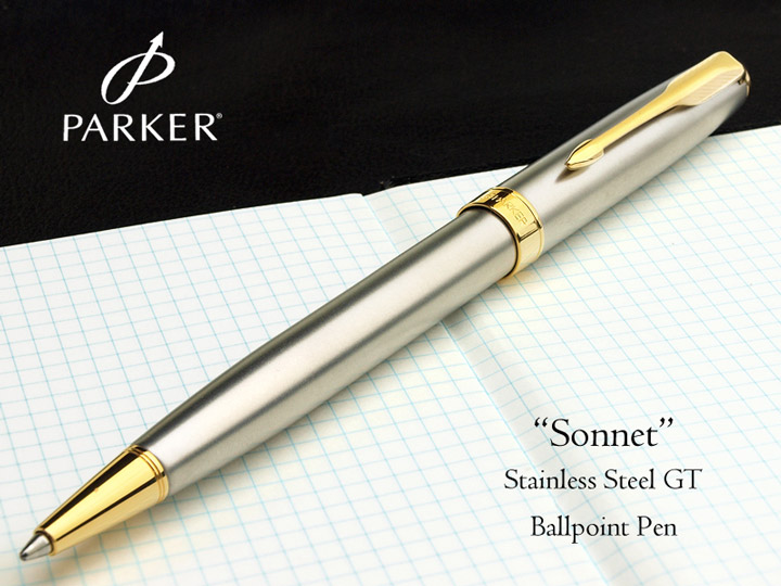 Bút Parker Sonnet Stainless Steel Ballpoint Pen with Gold Trim