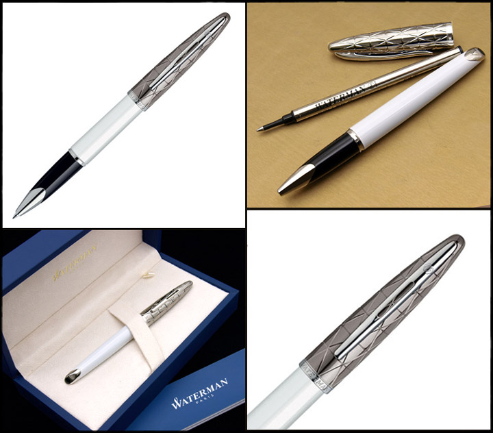 Contemporary White and Gunmetal Rollerball Pen ST