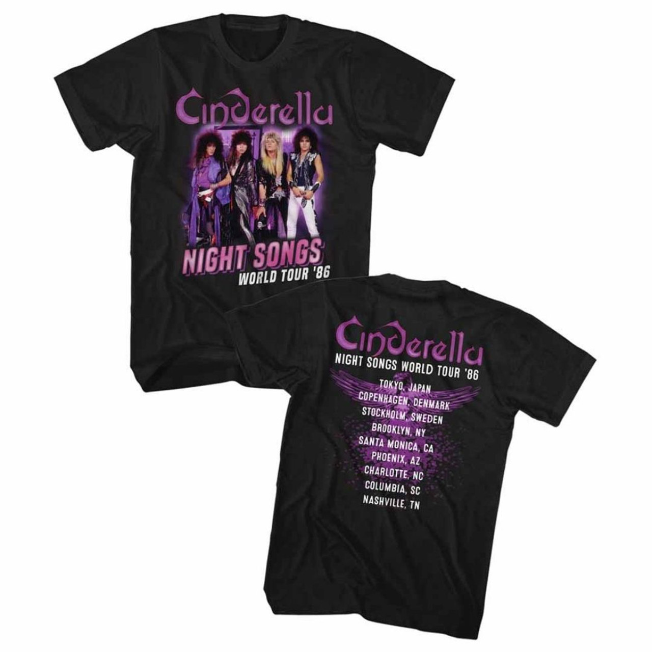 Cinderella Rock Band Concert T-shirt - Night Songs World Tour '86 | Men's  Unisex Black Shirt