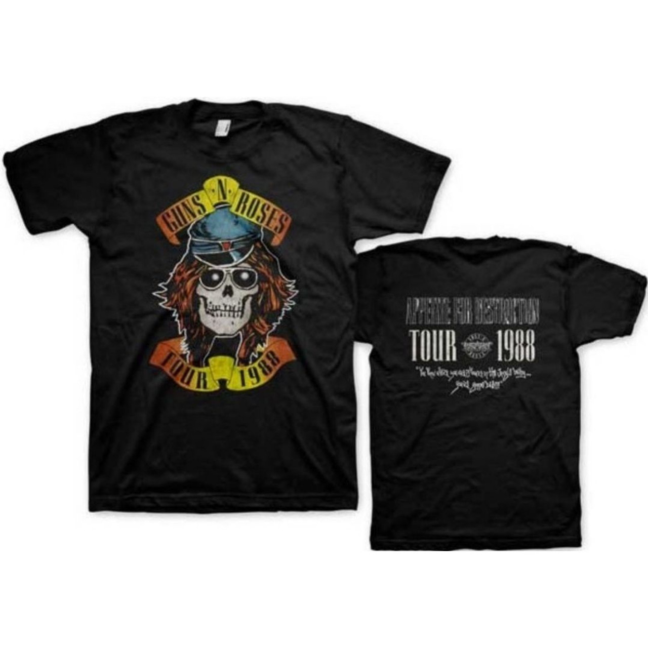 Alabama Falde sammen Refinement Guns N Roses Concert T-shirt Appetite for Destruction Tour Men's Black