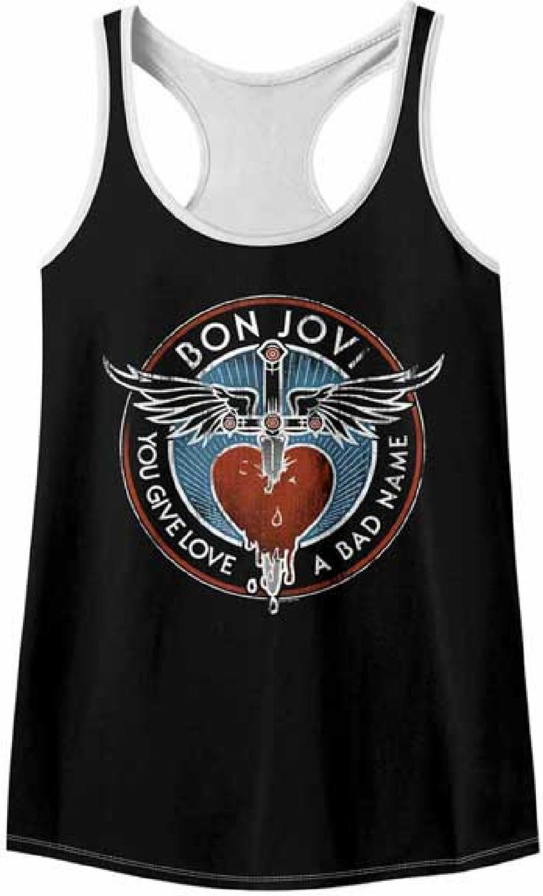 Bon Jovi Women S Vintage Tank Top T Shirt Heart And Dagger Logo