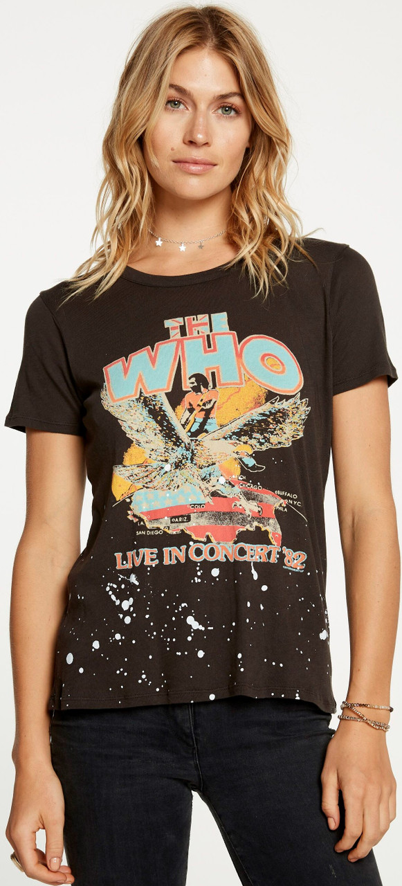 Nemlig Undskyld mig Begrænsninger The Who Vintage Concert T-shirt by Chaser - Live in Concert '82 | Women's  Distressed Black Fashion Shirt - Rocker Rags