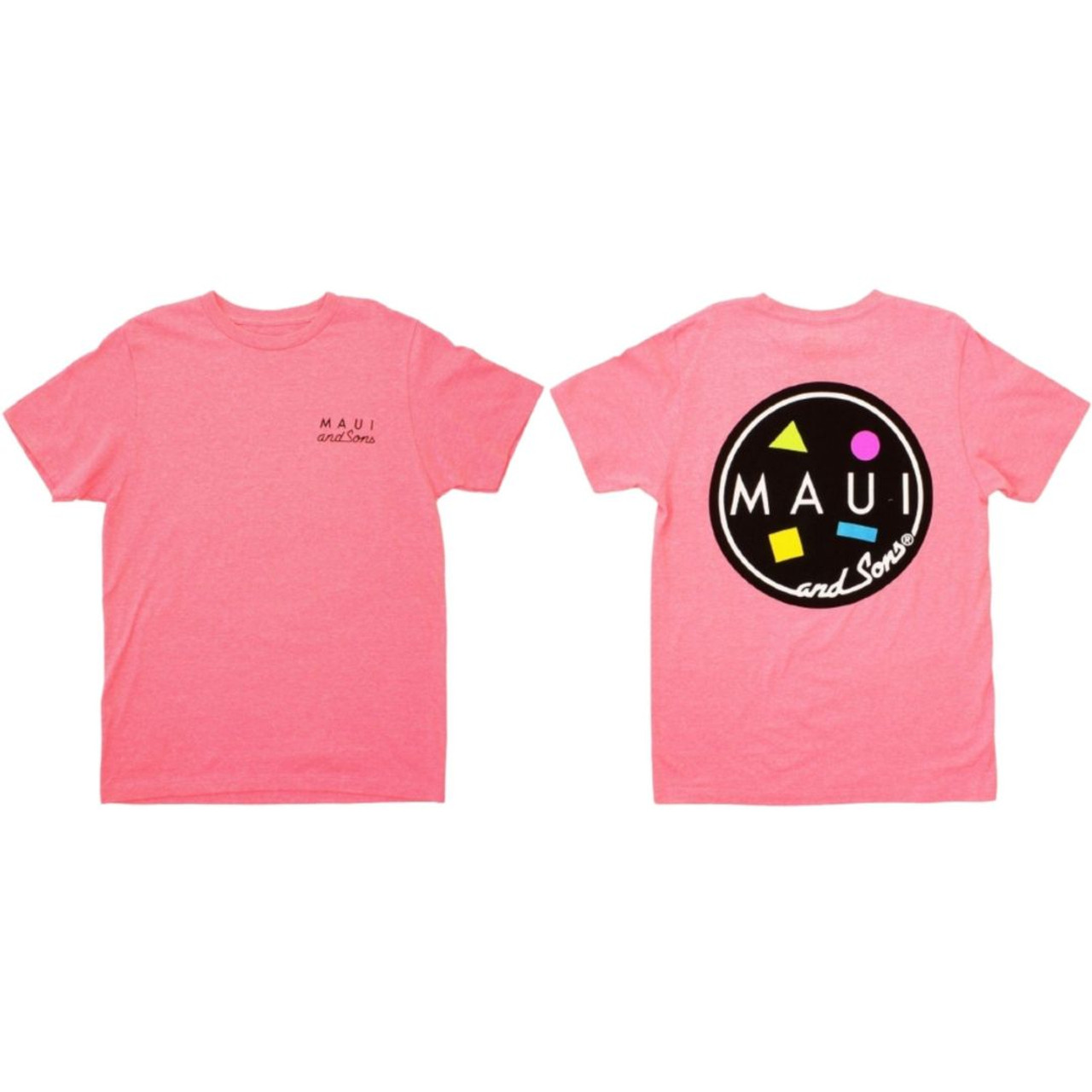 Maui and Sons Cookie Logo Men's Unisex Neon Pink T-shirt - Rocker Rags