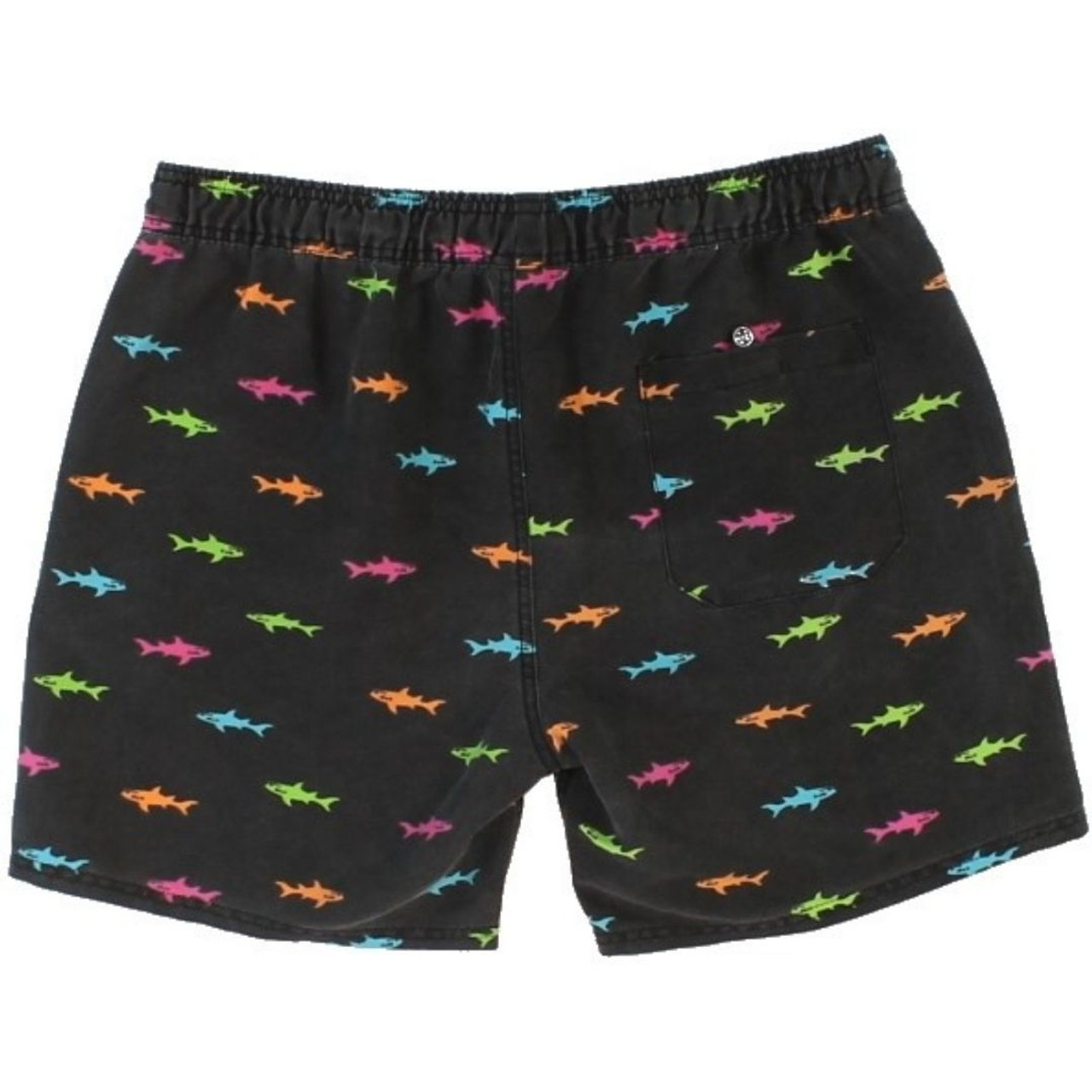 Maui and Sons Fashion Shorts - Neon Chubby Shark Logo | Men's Black Pool  Swim Trunks - Rocker Rags