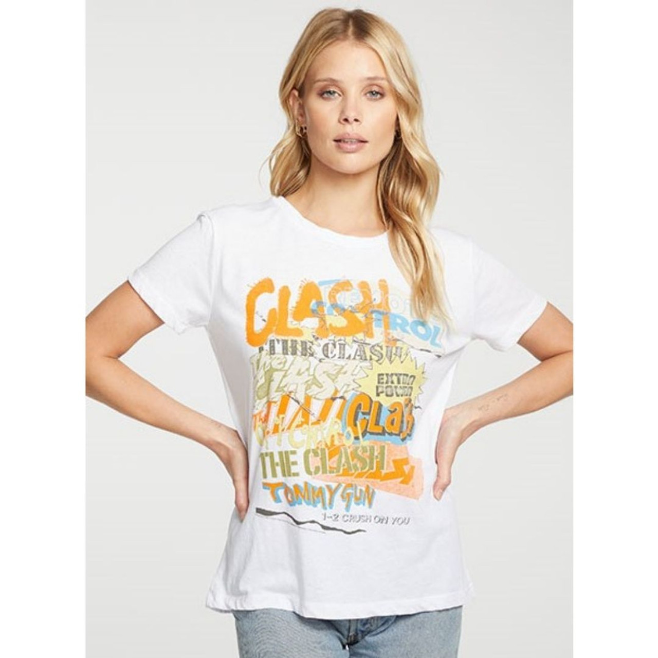 The Clash Vintage T-shirt by Chaser - The Clash Logos and Song Titles | White Shirt - Rocker Rags