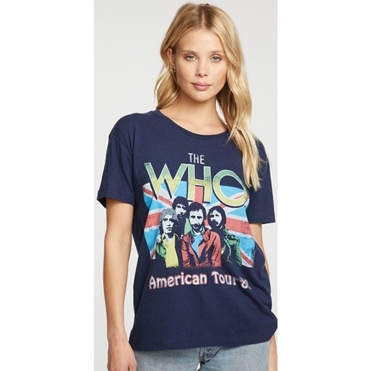The Who Women's Vintage Fashion Concert T-shirt by Chaser - American Tour  1976. Blue Shirt