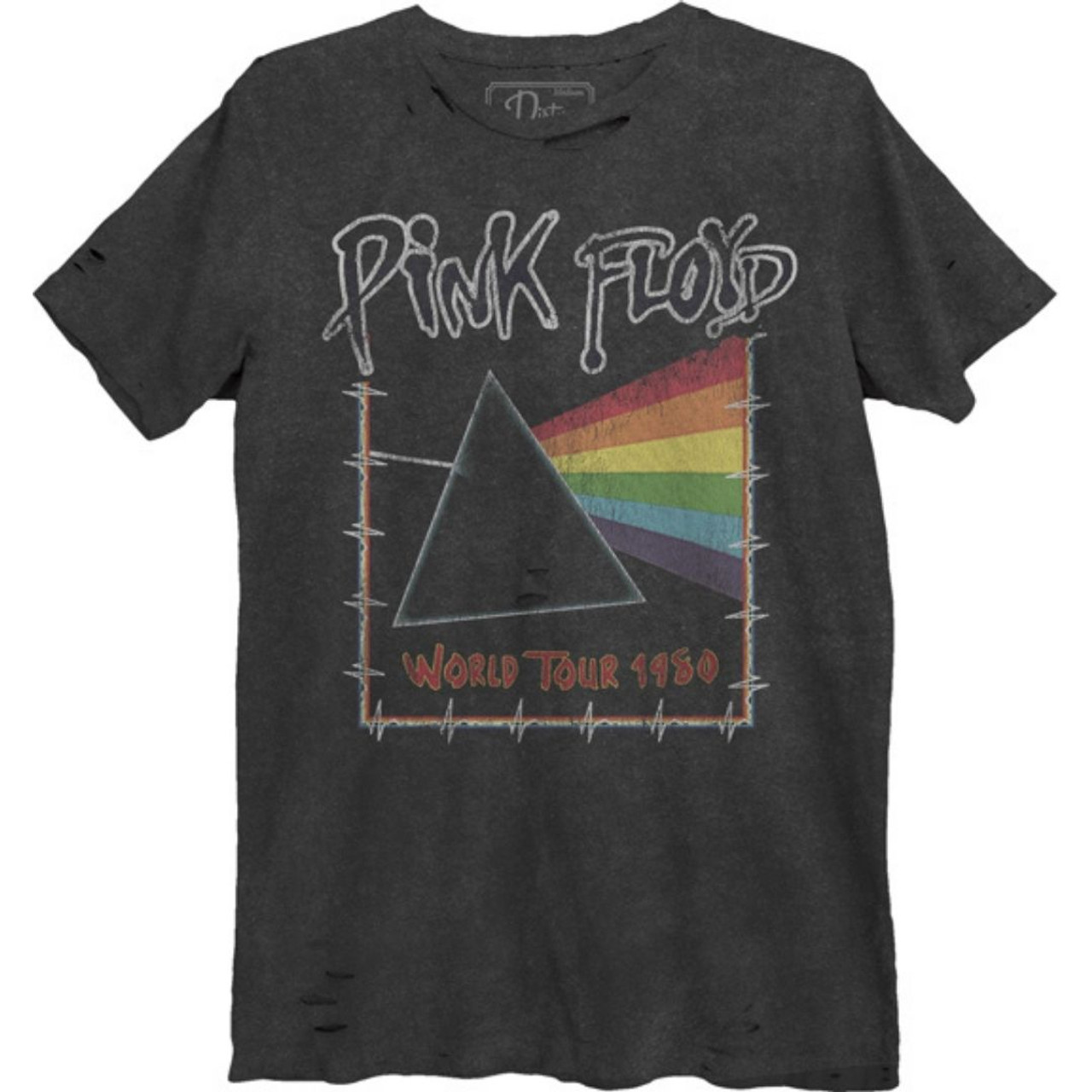 Akademi Oceanien Mikroprocessor Pink Floyd Vintage Concert T-shirt by Dirty Cotton Scoundrels - World Tour  1980 | Men's Unisex Distressed Fashion Shirt - Rocker Rags