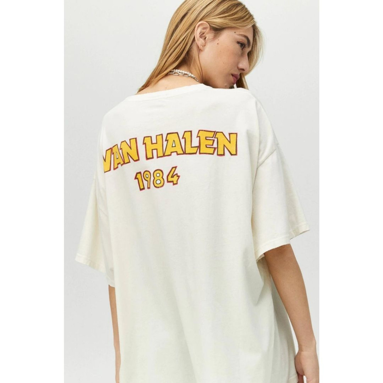 bliver nervøs Jeg accepterer det dominere Van Halen 1984 Tour of the World Vintage Oversize Fashion Concert T-shirt  by Daydreamer LA | Women's White Boyfriend Shirt - Rocker Rags