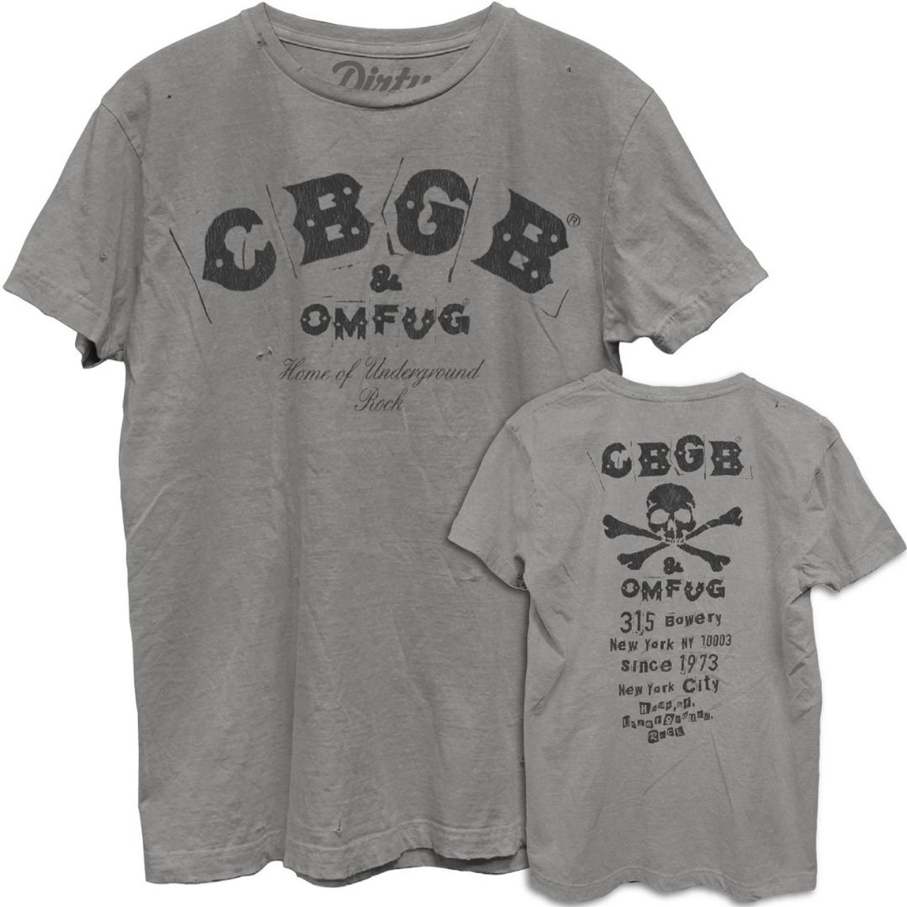 Cbgb & Omfug Home of Underground Rock Club Logo and Address Men's Unisex Distressed Fashion T-Shirt by Dirty Cotton Scoundrels