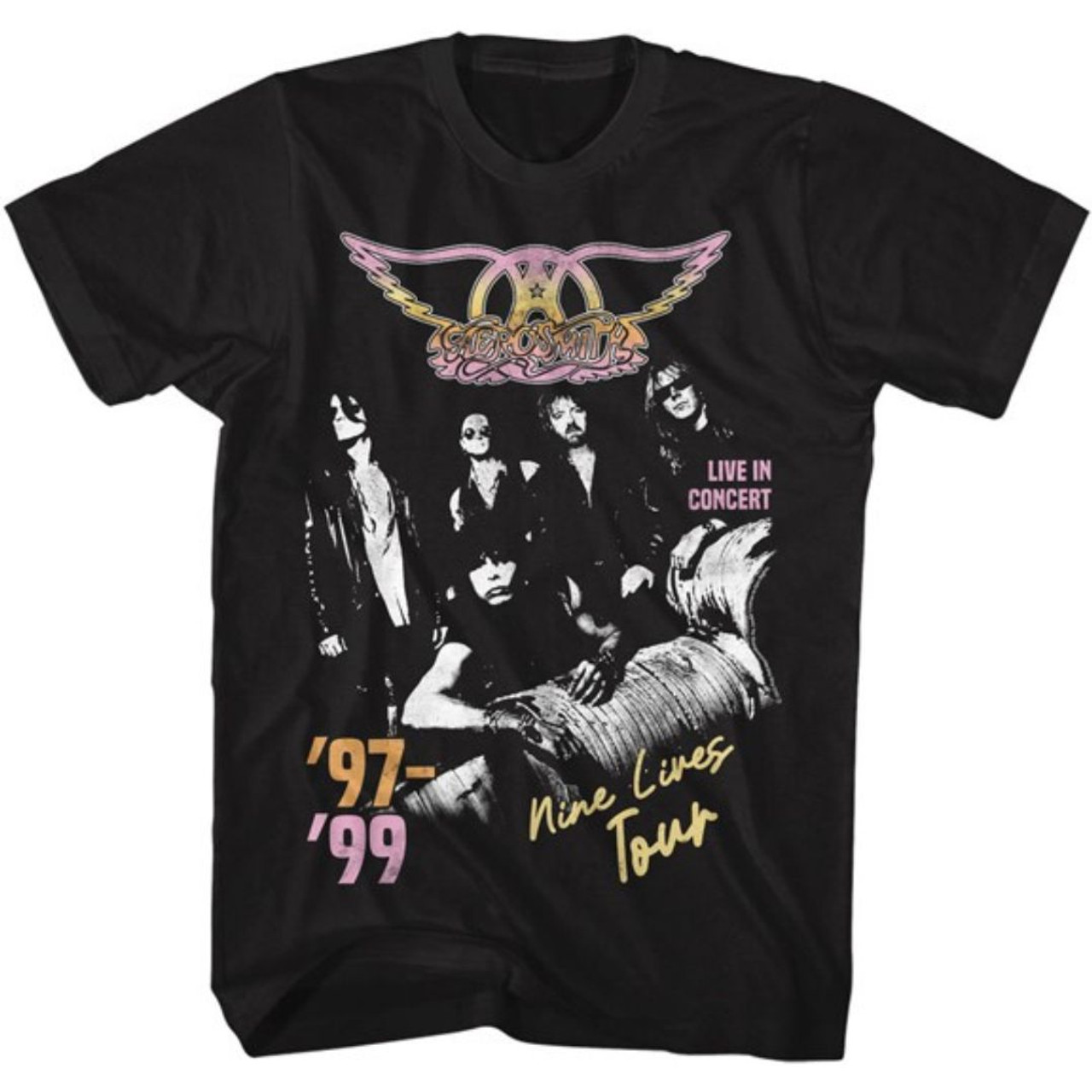 Aerosmith Nine Lives Tour '97-'99 Men's Unisex Vintage Concert T-shirt