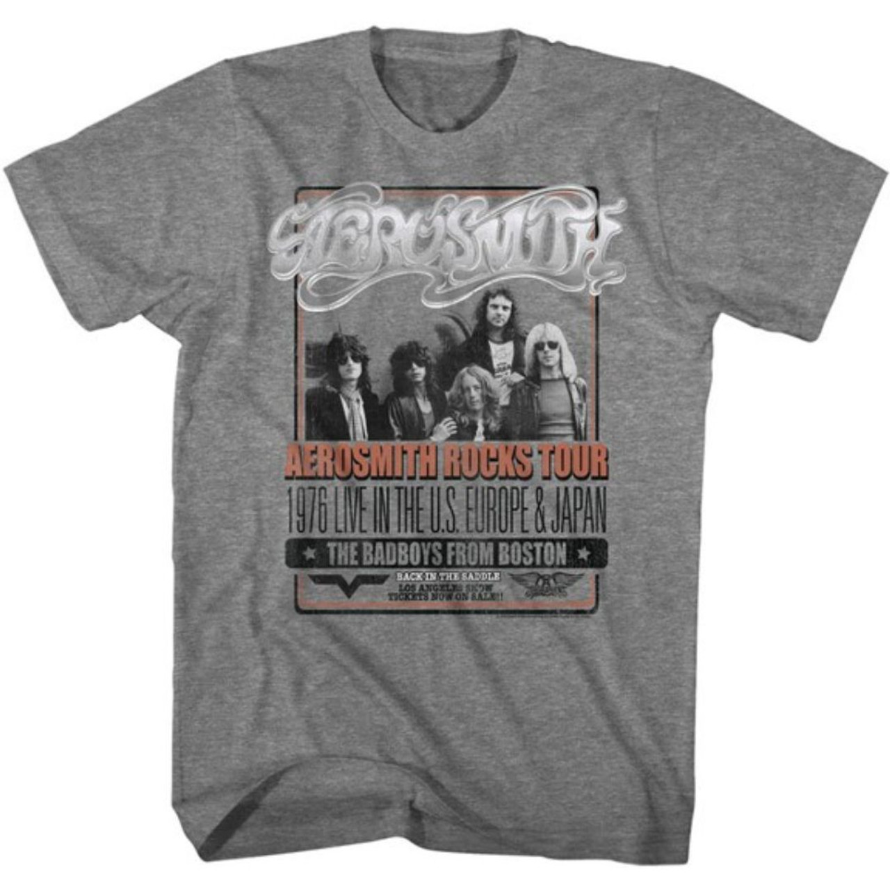 AEROSMITH ROCKS TOUR Tシャツ 76-77 Aerosmith 1976 1977 Rocks World Tour Men's T Shirt Band