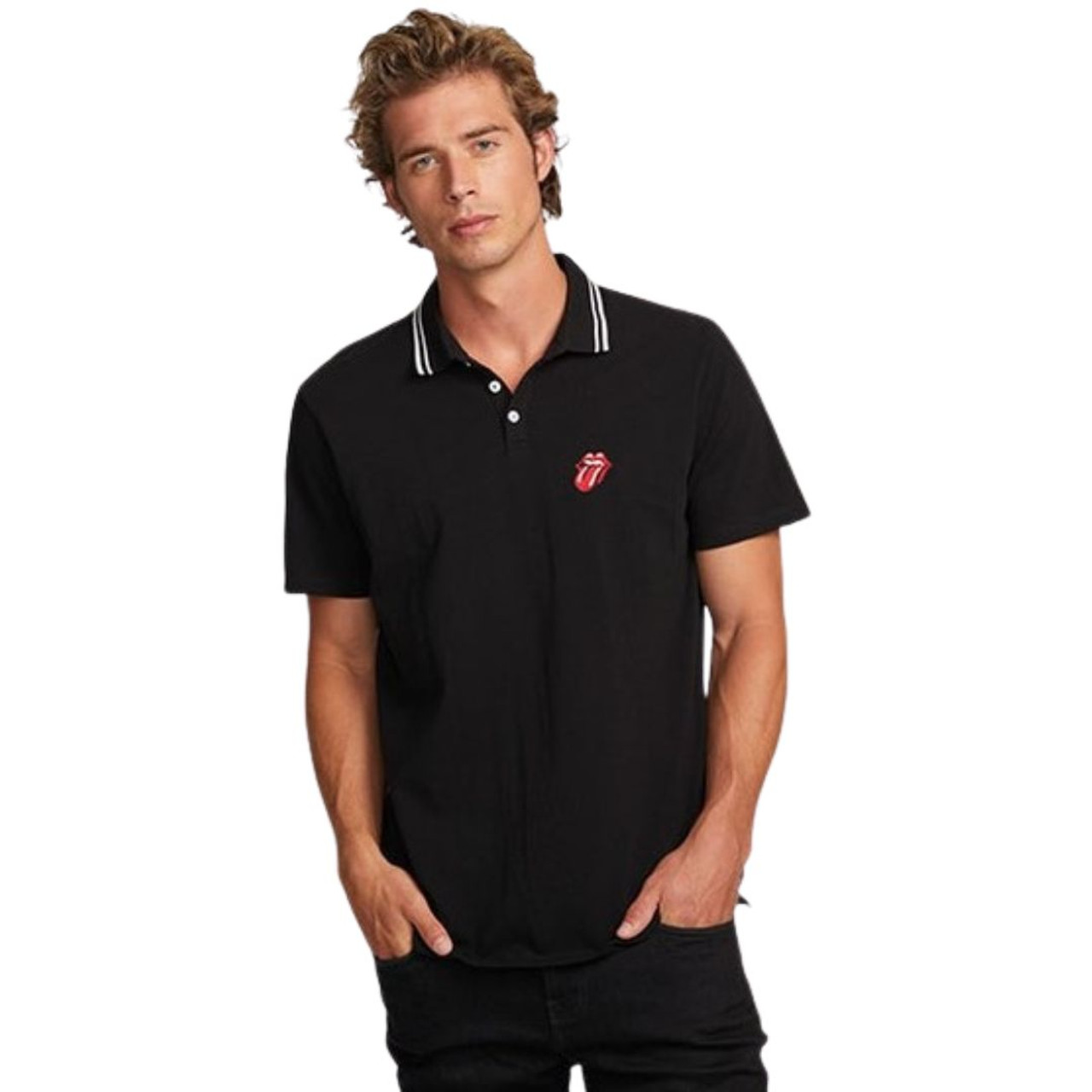 Rolling Stones Tongue Lips Logo Men's Polo Shirt by Chaser