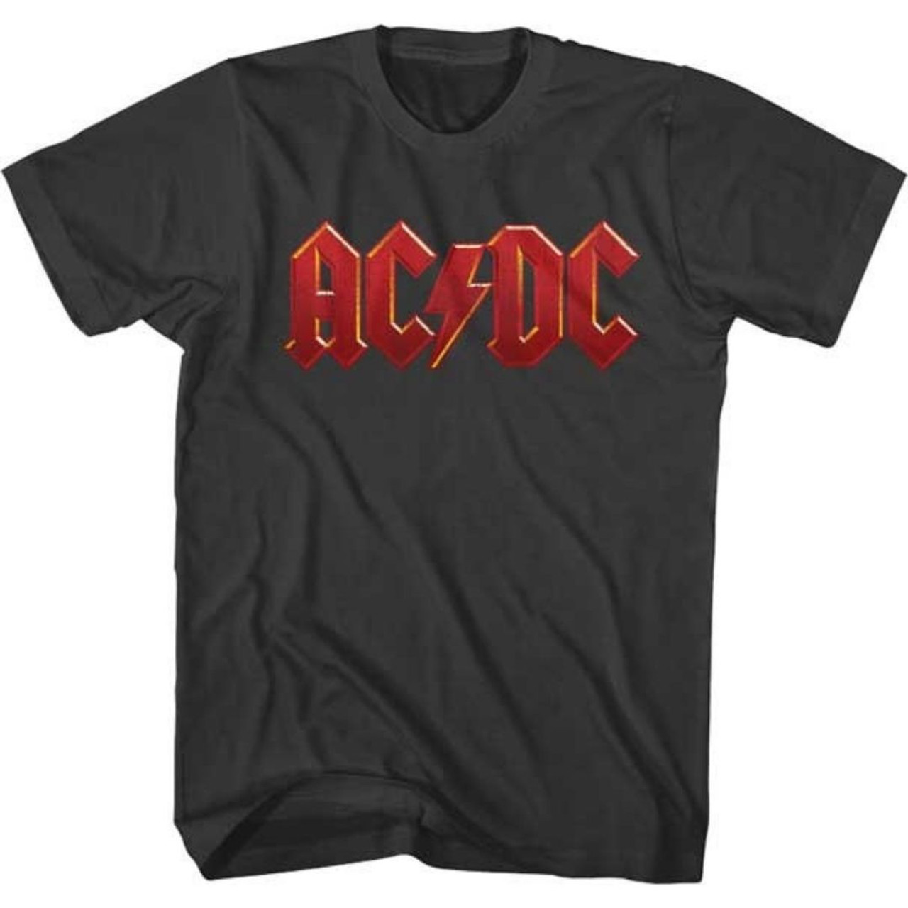 AC/DC Logo in Red Men's Black T-shirt 