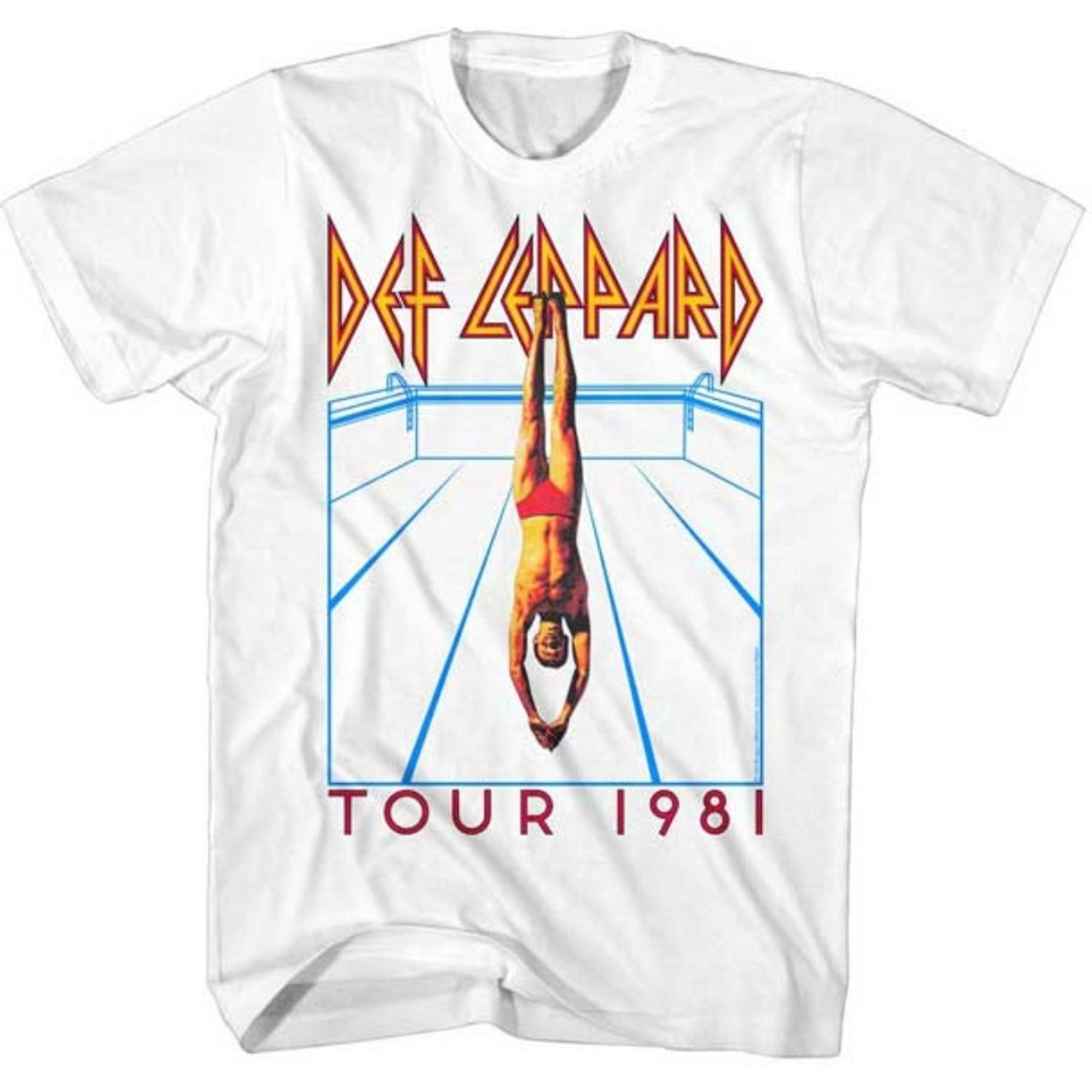 Def Leppard Tour 1981 Men's White Concert T-shirt | Rocker Rags