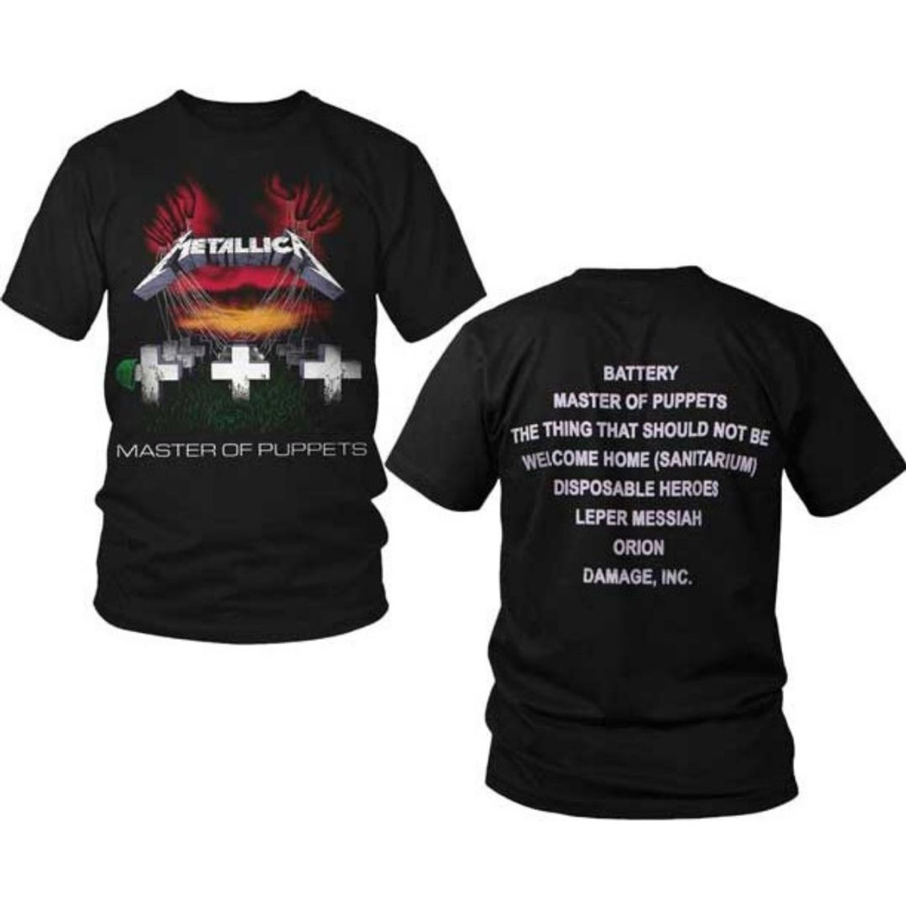 Metallica Master of Puppets Album Cover Art w/ Song Titles Men's Unisex  Black T-shirt