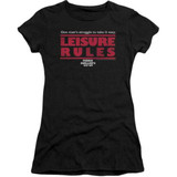Ferris Bueller's Day Off Leisure Rules Movie Poster Slogan Women's Black Vintage Fashion T-shirt