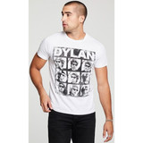 Bob Dylan Stacked Photographs Men's White Vintage Fashion T-shirt by Chaser - front 2