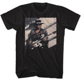 Stevie Ray Vaughn and Double Trouble Texas Flood Album Cover Artwork Men's Unisex Black Fashion T-shirt
