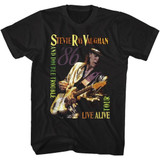 Stevie Ray Vaughn and Double Trouble Live Alive Tour 1986 Men's Unisex Black Vintage Fashion Concert T-shirt - front