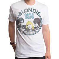 Blondie Band Photograph 1974 Men's White Vintage Fashion T-shirt