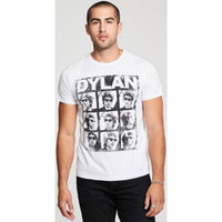 Bob Dylan Stacked Photographs Men's White Vintage Fashion T-shirt by Chaser - front 1