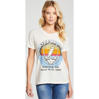 Grateful Dead March 16-18, 1988 Oakland, California Women's White Vintage Fashion Concert T-shirt by Chaser - front 1