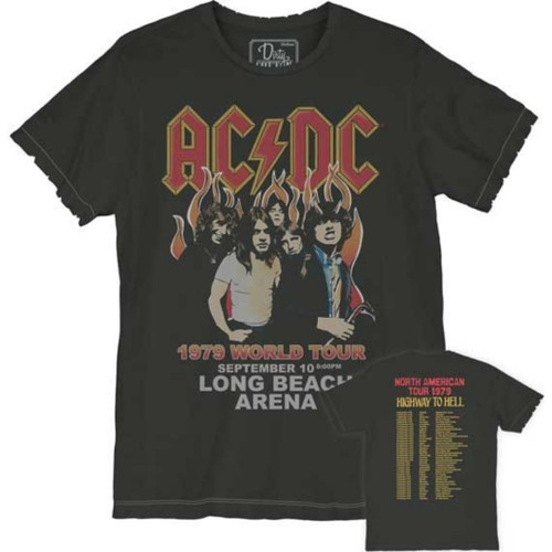 AC/DC ACDC Long Beach Arena September 10, 1979 Highway to Hell World Tour Men's Unisex Black Vintage Fashion Concert T-shirt by Dirty Cotton Scoundrels 