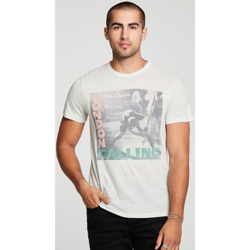 The Clash London Calling Album Cover Artwork Men's White Vintage Fashion T-shirt by Chaser - front 1