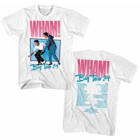 Wham! Big Tour '84 Men's Unisex White Vintage Fashion Concert T-shirt