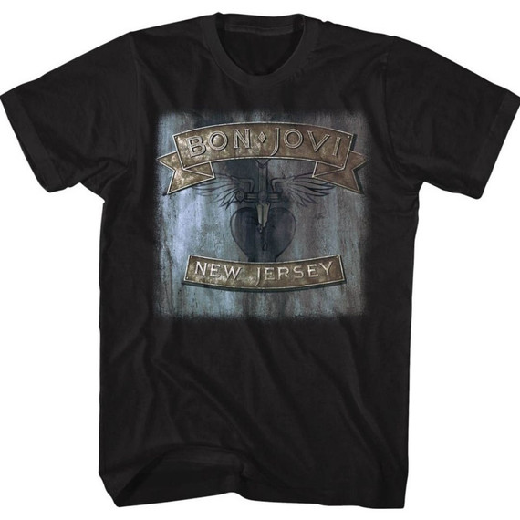 Bon Jovi New Jersey Album Cover Artwork Men's Unisex Black T-shirt